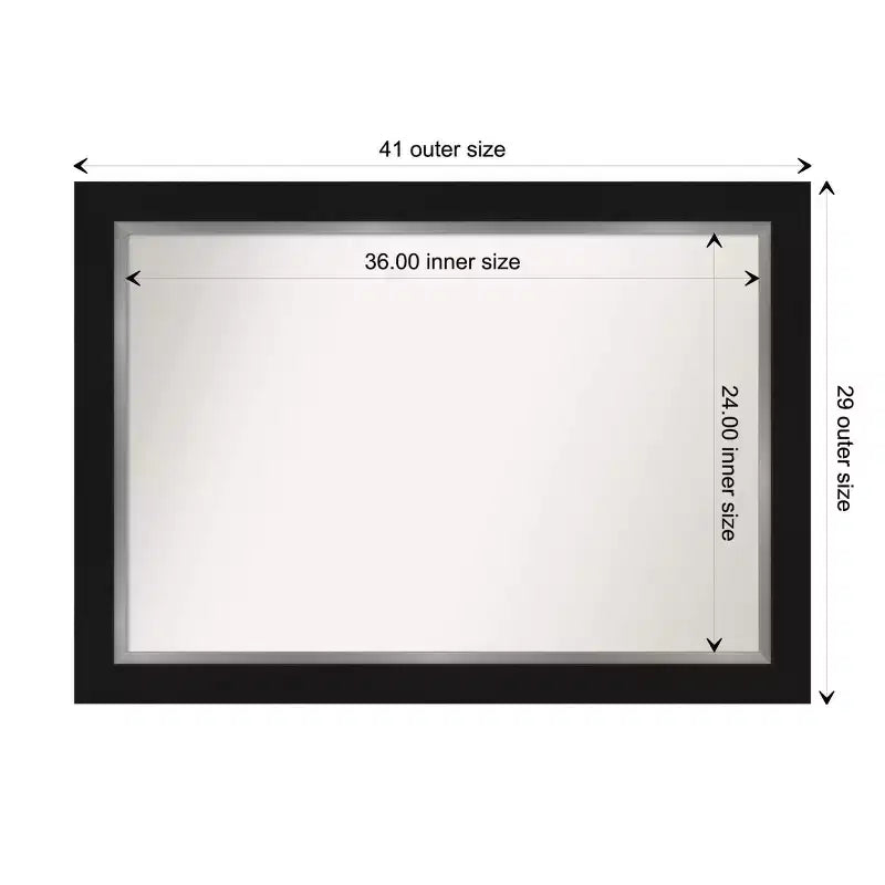 Miroir mural de salle de bain Eva noir non biseauté 42" x 30" - : Rectangulaire moderne, fixation murale