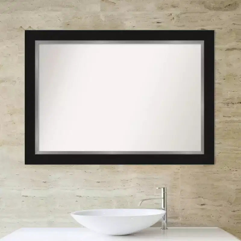 Miroir mural de salle de bain Eva noir non biseauté 42" x 30" - : Rectangulaire moderne, fixation murale