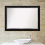 Miroir mural de salle de bain Eva noir non biseauté 42" x 30" - : Rectangulaire moderne, fixation murale
