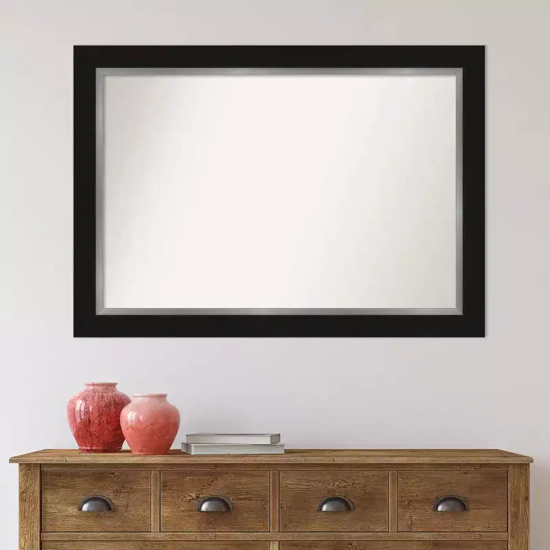 Miroir mural de salle de bain Eva noir non biseauté 42" x 30" - : Rectangulaire moderne, fixation murale