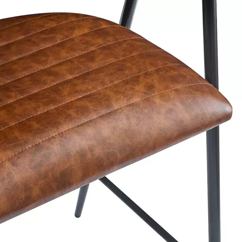 Tabouret de comptoir Home Sara rembourré, structure en fer avec repose-pieds en similicuir, 26 po, marron