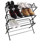 Zenree Étagère à chaussures pliable à 4 niveaux en métal, noir mat