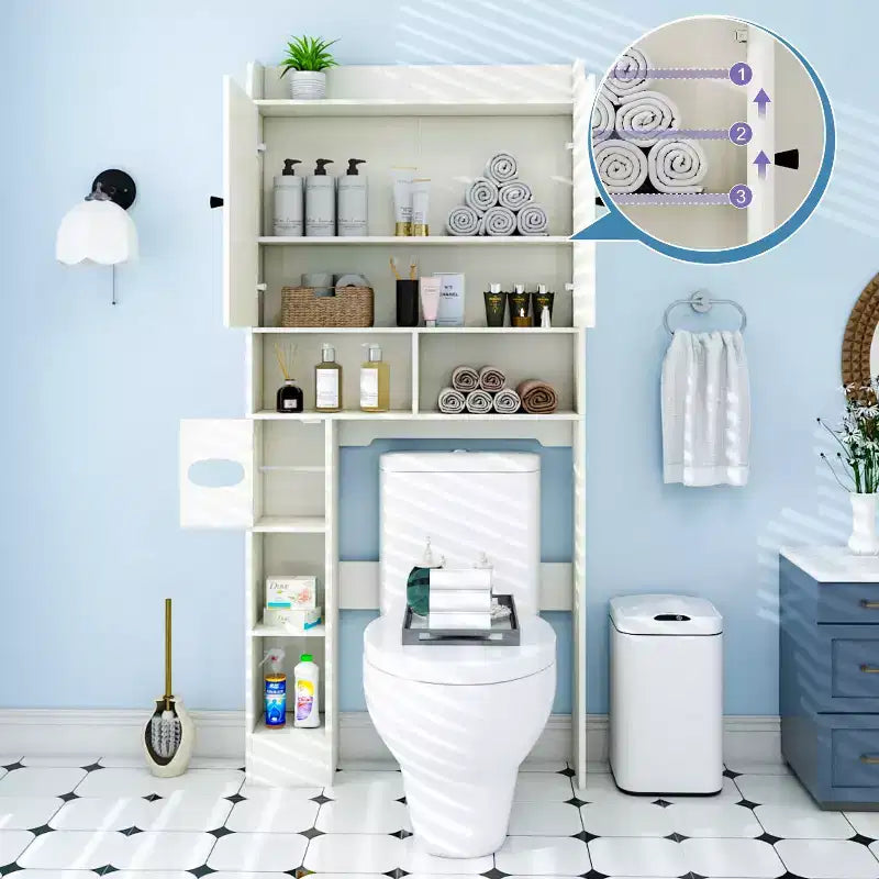 Dyonery Meuble de Rangement au-dessus des Toilettes | Étagère d'Organisation de Salle de Bain avec Portes Coulissantes, Support de Papier Toilette