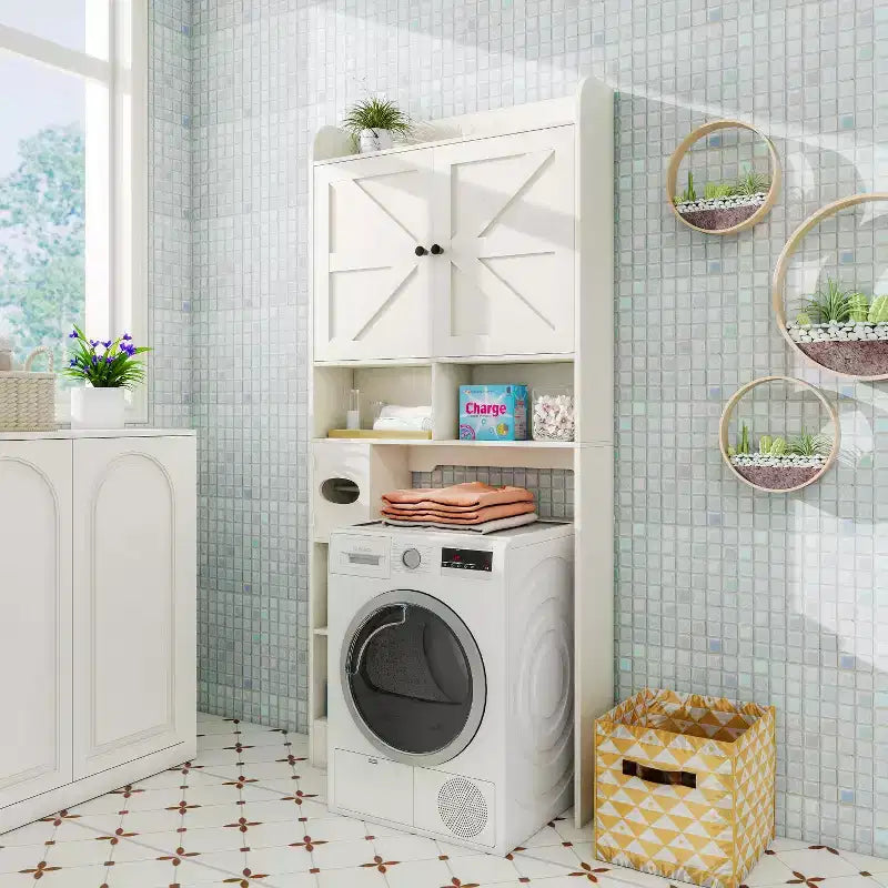 Dyonery Meuble de Rangement au-dessus des Toilettes | Étagère d'Organisation de Salle de Bain avec Portes Coulissantes, Support de Papier Toilette