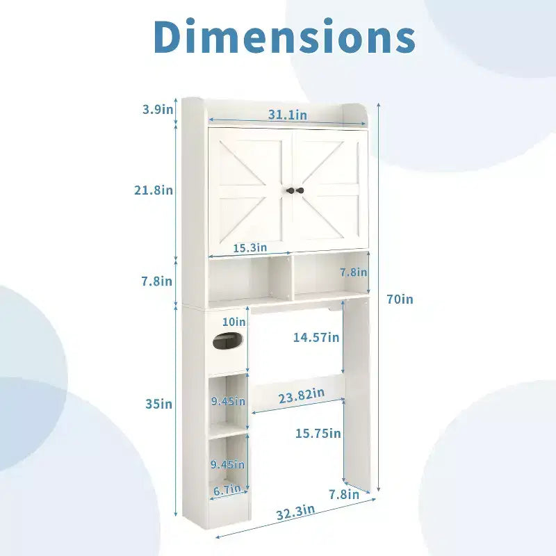Dyonery Meuble de Rangement au-dessus des Toilettes | Étagère d'Organisation de Salle de Bain avec Portes Coulissantes, Support de Papier Toilette