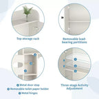 Dyonery Meuble de Rangement au-dessus des Toilettes | Étagère d'Organisation de Salle de Bain avec Portes Coulissantes, Support de Papier Toilette