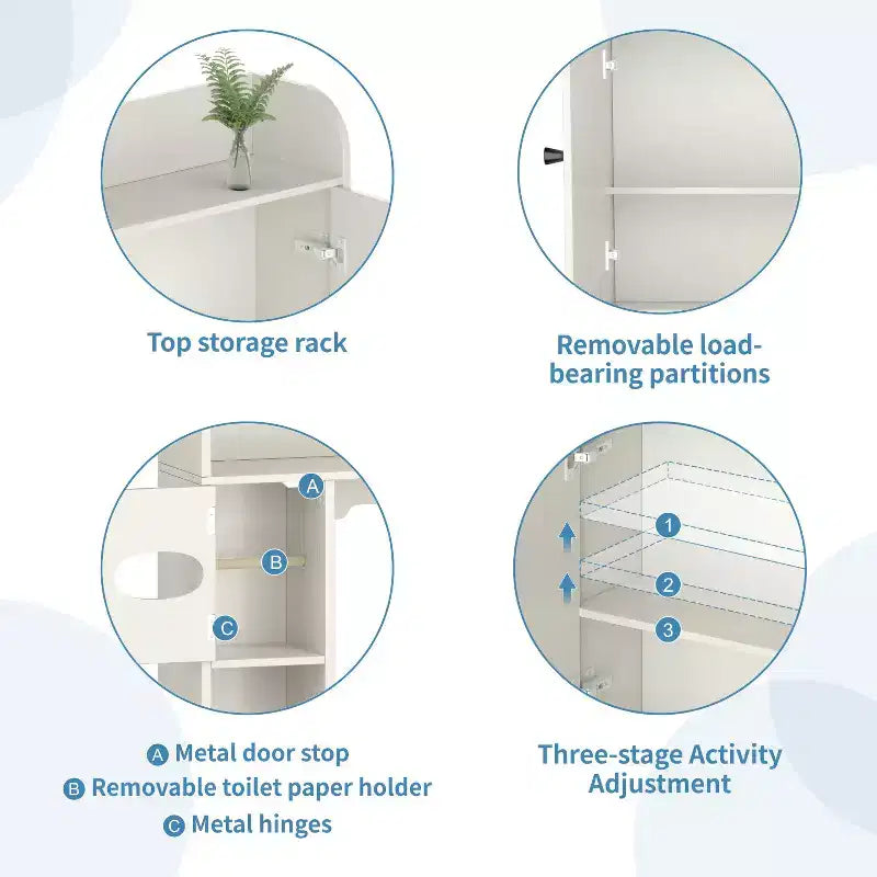 Dyonery Meuble de Rangement au-dessus des Toilettes | Étagère d'Organisation de Salle de Bain avec Portes Coulissantes, Support de Papier Toilette