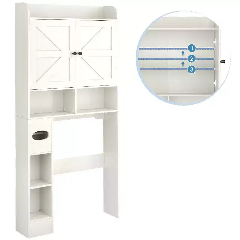 Dyonery Meuble de Rangement au-dessus des Toilettes | Étagère d'Organisation de Salle de Bain avec Portes Coulissantes, Support de Papier Toilette