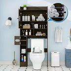 Dyonery Meuble de Rangement au-dessus des Toilettes | Étagère d'Organisation de Salle de Bain avec Portes Coulissantes, Support de Papier Toilette