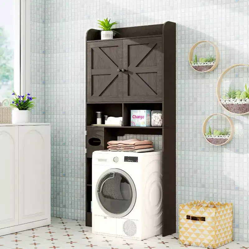 Dyonery Meuble de Rangement au-dessus des Toilettes | Étagère d'Organisation de Salle de Bain avec Portes Coulissantes, Support de Papier Toilette
