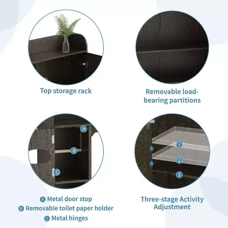 Dyonery Meuble de Rangement au-dessus des Toilettes | Étagère d'Organisation de Salle de Bain avec Portes Coulissantes, Support de Papier Toilette