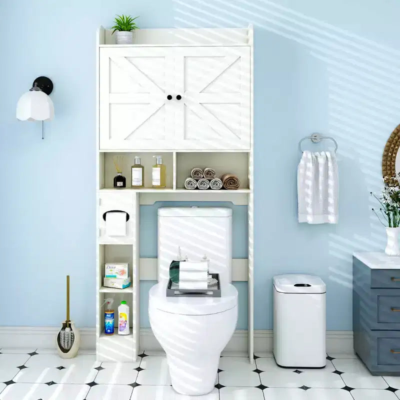 Dyonery Meuble de Rangement au-dessus des Toilettes | Étagère d'Organisation de Salle de Bain avec Portes Coulissantes, Support de Papier Toilette