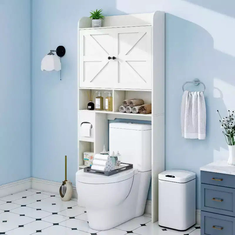 Dyonery Meuble de Rangement au-dessus des Toilettes | Étagère d'Organisation de Salle de Bain avec Portes Coulissantes, Support de Papier Toilette