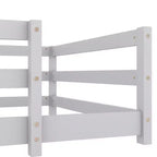 Cadre de lit Okak pour lit simple/double, lit pour tout-petit moderne à profil bas avec barrières de sécurité, cadre en bois massif pour chambre d'enfant