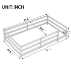 Cadre de lit Okak pour lit simple/double, lit pour tout-petit moderne à profil bas avec barrières de sécurité, cadre en bois massif pour chambre d'enfant