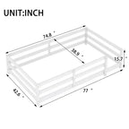 Cadre de lit Okak pour lit simple/double, lit pour tout-petit moderne à profil bas avec barrières de sécurité, cadre en bois massif pour chambre d'enfant