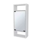 Armoire à pharmacie chic effet bois de pin avec porte miroir et rangement ouvert | Blanc