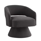 Fauteuils d'appoint pivotants modernes Okak pour chambre à coucher, fauteuils d'appoint ronds en velours rembourré, fauteuil pivotant confortable à 360 degrés avec dossier ouvert