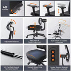 Chaise Ergonomique Newtral MagicH-BP avec Repose-Pieds - Chaise de Bureau à Domicile avec Soutien Lombaire Auto-Suiveur, Accoudoirs 4D, Réglage de la Profondeur et de la Hauteur de l'Assise