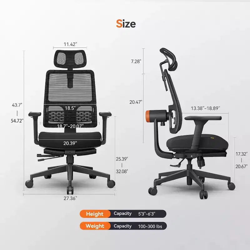 Chaise Ergonomique Newtral MagicH-BP avec Repose-Pieds - Chaise de Bureau à Domicile avec Soutien Lombaire Auto-Suiveur, Accoudoirs 4D, Réglage de la Profondeur et de la Hauteur de l'Assise