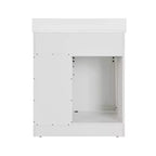 Meuble-lavabo de salle de bain Bestier 30 Blanc de style ferme avec portes coulissantes en forme de grange, 2 tiroirs, meuble-lavabo autoportant avec dosseret protecteur
