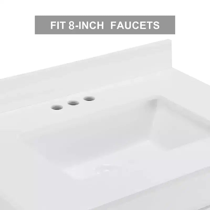 Meuble-lavabo de salle de bain Bestier 30 Blanc de style ferme avec portes coulissantes en forme de grange, 2 tiroirs, meuble-lavabo autoportant avec dosseret protecteur