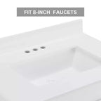 Meuble-lavabo de salle de bain Bestier 30 Blanc de style ferme avec portes coulissantes en forme de grange, 2 tiroirs, meuble-lavabo autoportant avec dosseret protecteur