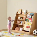 VEVOR Étagère à Livres pour Enfants à 4 Niveaux, Bibliothèque à Bretelles à Six Couches, Présentoir de Rangement pour Bébé, Meuble de Rangement pour Livres et Jouets, pour Chambre d'Enfants, Salle de Jeux