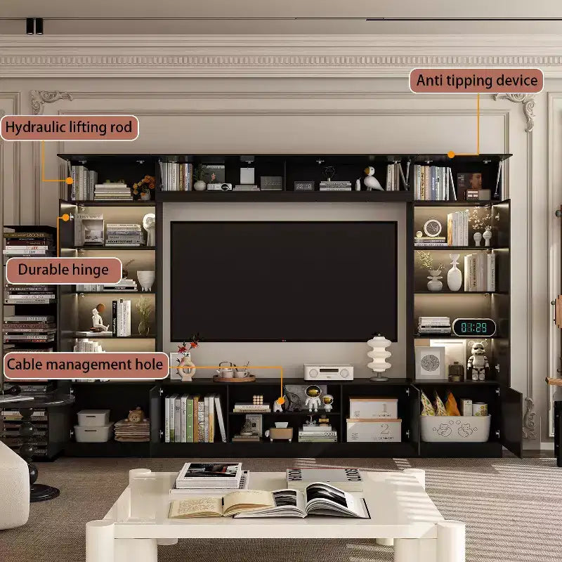 Meuble TV grand modèle Famapy – Meuble TV tout-en-un : l'essentiel du salon, esthétique et pratique