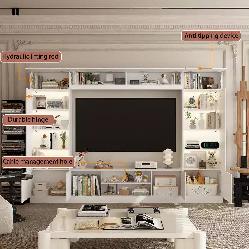 Meuble TV grand modèle Famapy – Meuble TV tout-en-un : l'essentiel du salon, esthétique et pratique