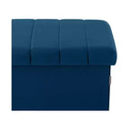 Ottoman de rangement d'appoint capitonné en velours bleu