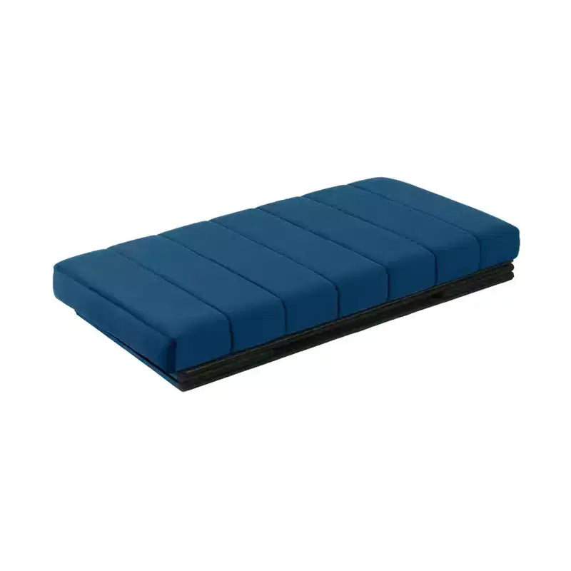 Ottoman de rangement d'appoint capitonné en velours bleu