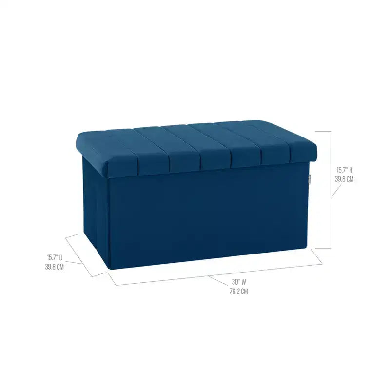 Ottoman de rangement d'appoint capitonné en velours bleu