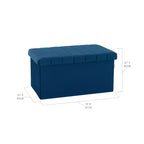 Ottoman de rangement d'appoint capitonné en velours bleu