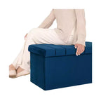 Ottoman de rangement d'appoint capitonné en velours bleu