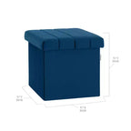 Ottoman de rangement d'appoint capitonné en velours bleu