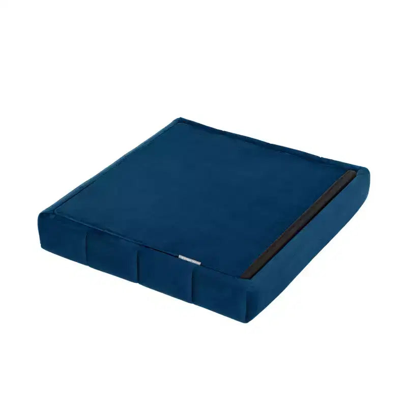 Ottoman de rangement d'appoint capitonné en velours bleu