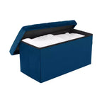 Ottoman de rangement d'appoint capitonné en velours bleu
