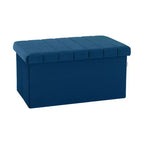 Ottoman de rangement d'appoint capitonné en velours bleu