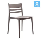 Lot de 2 chaises de patio empilables Bridgeport pour l'intérieur et l'extérieur avec dossier à lattes, chaise commerciale en résine toutes saisons