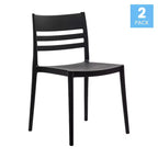 Lot de 2 chaises de patio empilables Bridgeport pour l'intérieur et l'extérieur avec dossier à lattes, chaise commerciale en résine toutes saisons