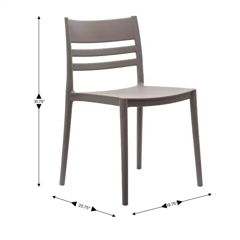 Lot de 2 chaises de patio empilables Bridgeport pour l'intérieur et l'extérieur avec dossier à lattes, chaise commerciale en résine toutes saisons
