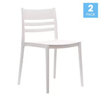 Lot de 2 chaises de patio empilables Bridgeport pour l'intérieur et l'extérieur avec dossier à lattes, chaise commerciale en résine toutes saisons