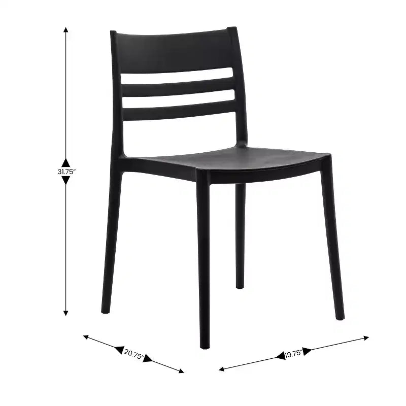 Lot de 2 chaises de patio empilables Bridgeport pour l'intérieur et l'extérieur avec dossier à lattes, chaise commerciale en résine toutes saisons