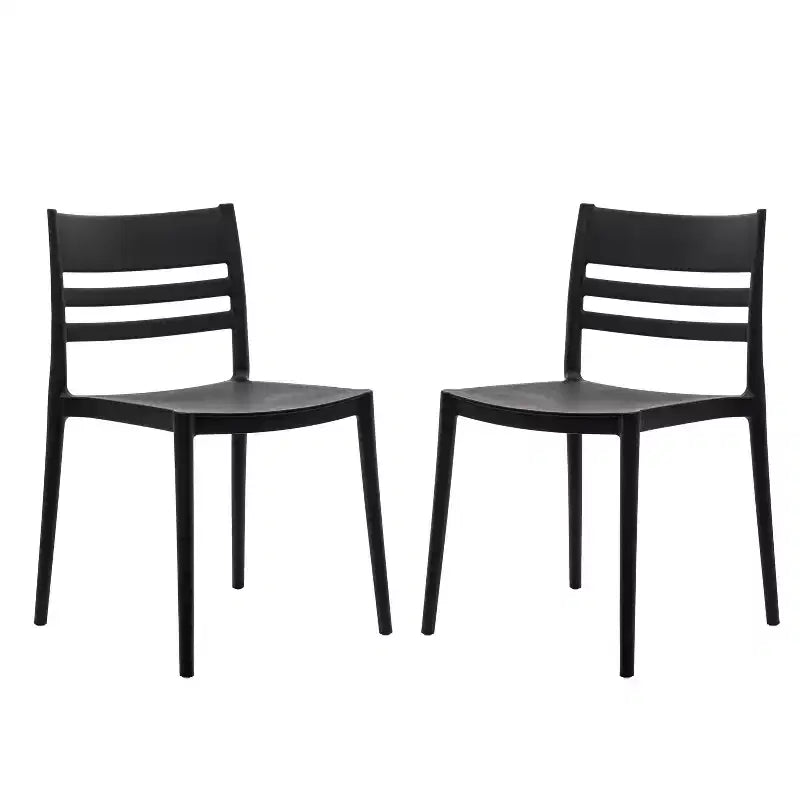 Lot de 2 chaises de patio empilables Bridgeport pour l'intérieur et l'extérieur avec dossier à lattes, chaise commerciale en résine toutes saisons