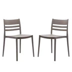 Flash Furniture Bridgeport Set of 2 Indoor-Outdoor Stacking Patio Chair with Slatted Backrest, Commercial All-Weather Resin Chair