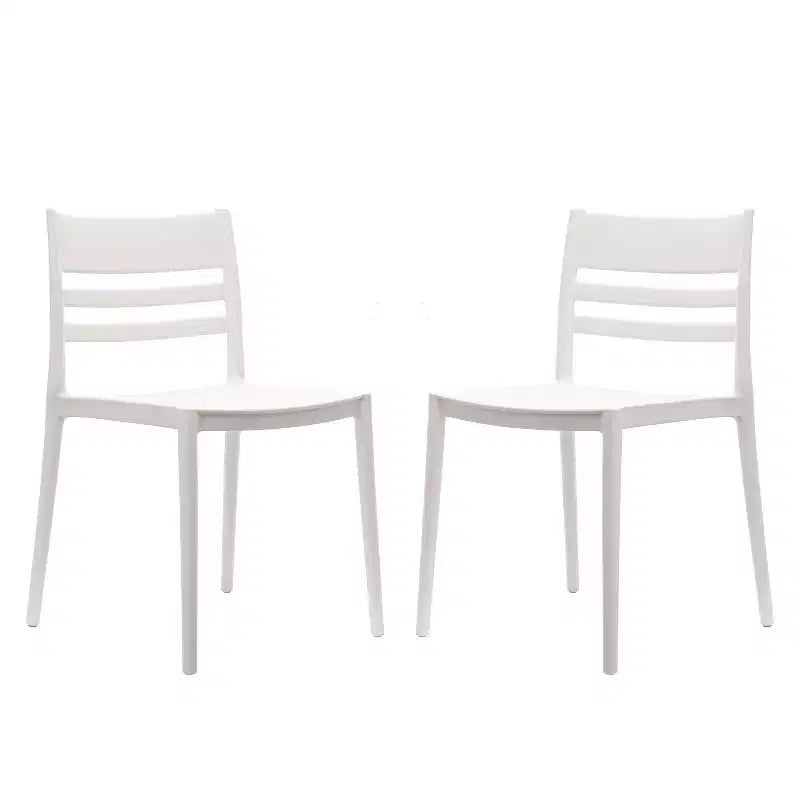 Lot de 2 chaises de patio empilables Bridgeport pour l'intérieur et l'extérieur avec dossier à lattes, chaise commerciale en résine toutes saisons
