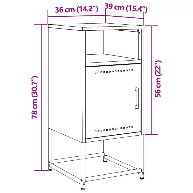 vidaXL Table de Chevet Table de Nuit Table d'appoint Meuble de Chambre à Coucher Acier