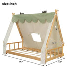 Lits superposés Okak Twin/Full en forme de maison avec tente et décor lumineux, cadre de lit plateforme pour enfants, adolescents, sans sommier.