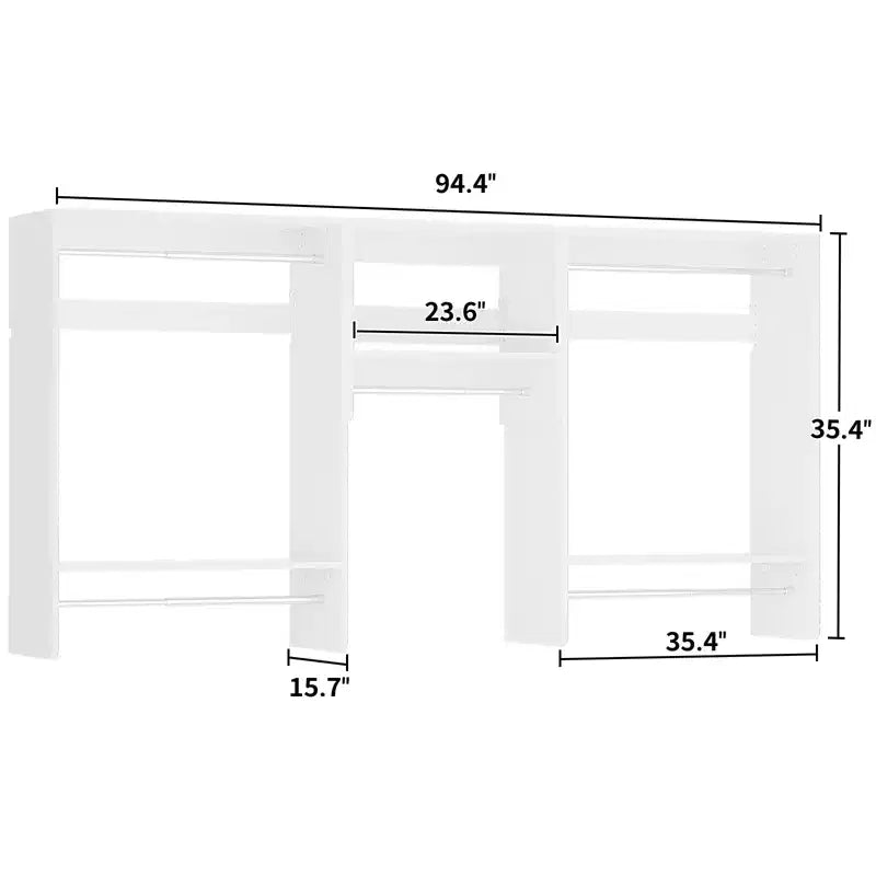 Besiost 95 Organisateur de Placard avec 5 Tiges Suspendues, Porte-Vêtements Mural pour Rangement